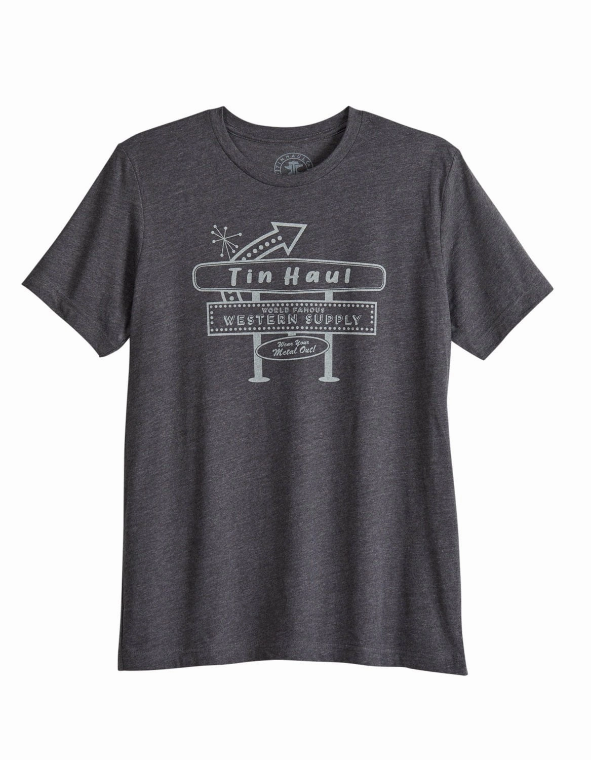 Fit Flex Tin Haul Mens World Famous Sign Grey Cotton Blend S/S T-Shirt