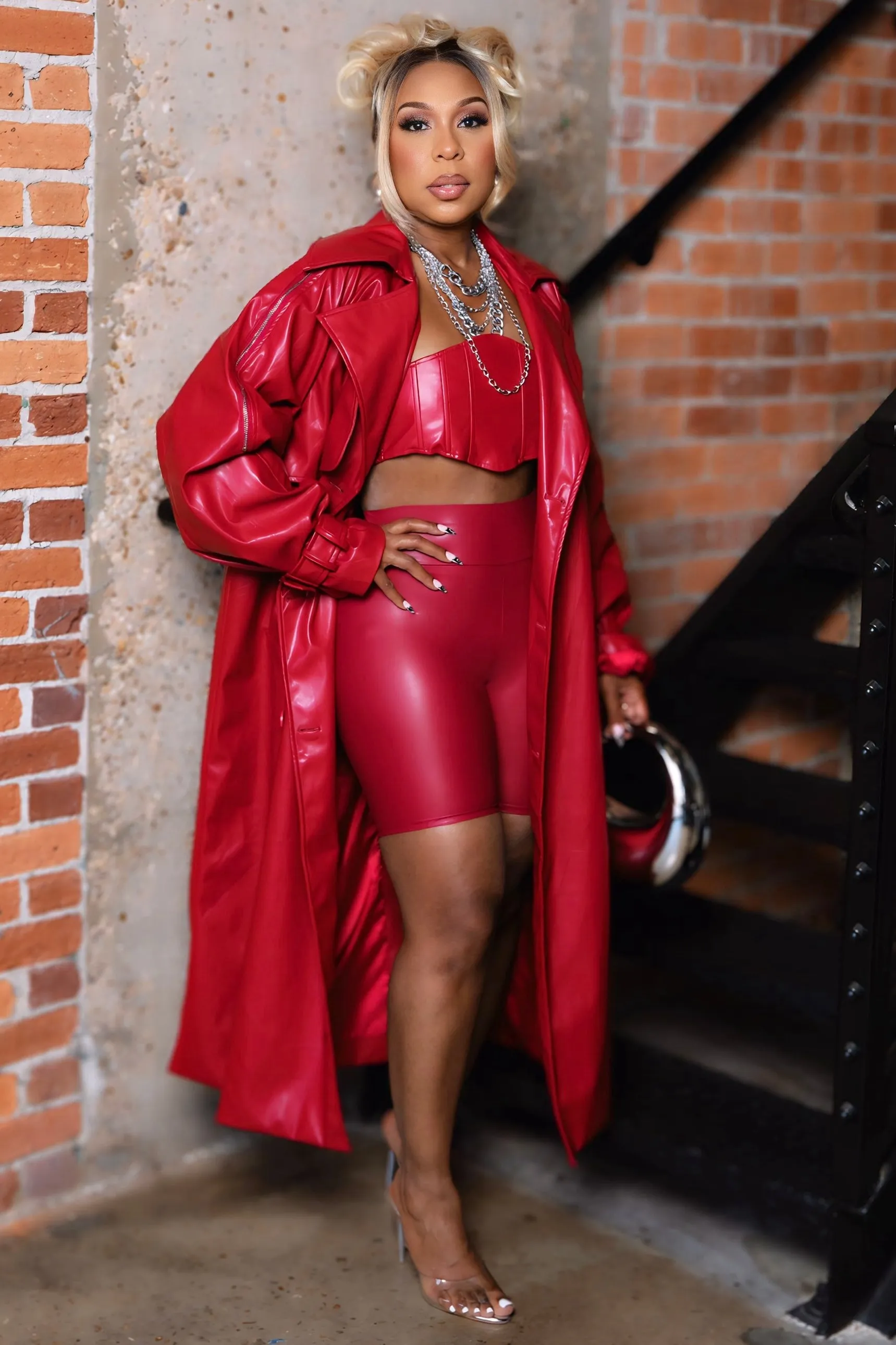 Fade Resistant Dye Method heavy duty fabric Nadeene Fierce Red Vegan Bandeau And Trench Set