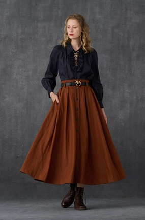Timeless Basic Naomi 33 | buttoned up wool skirt in brown