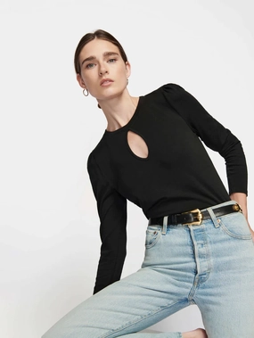 Nation LTD Dania Tee with Keyhole Buttery Soft Handfeel