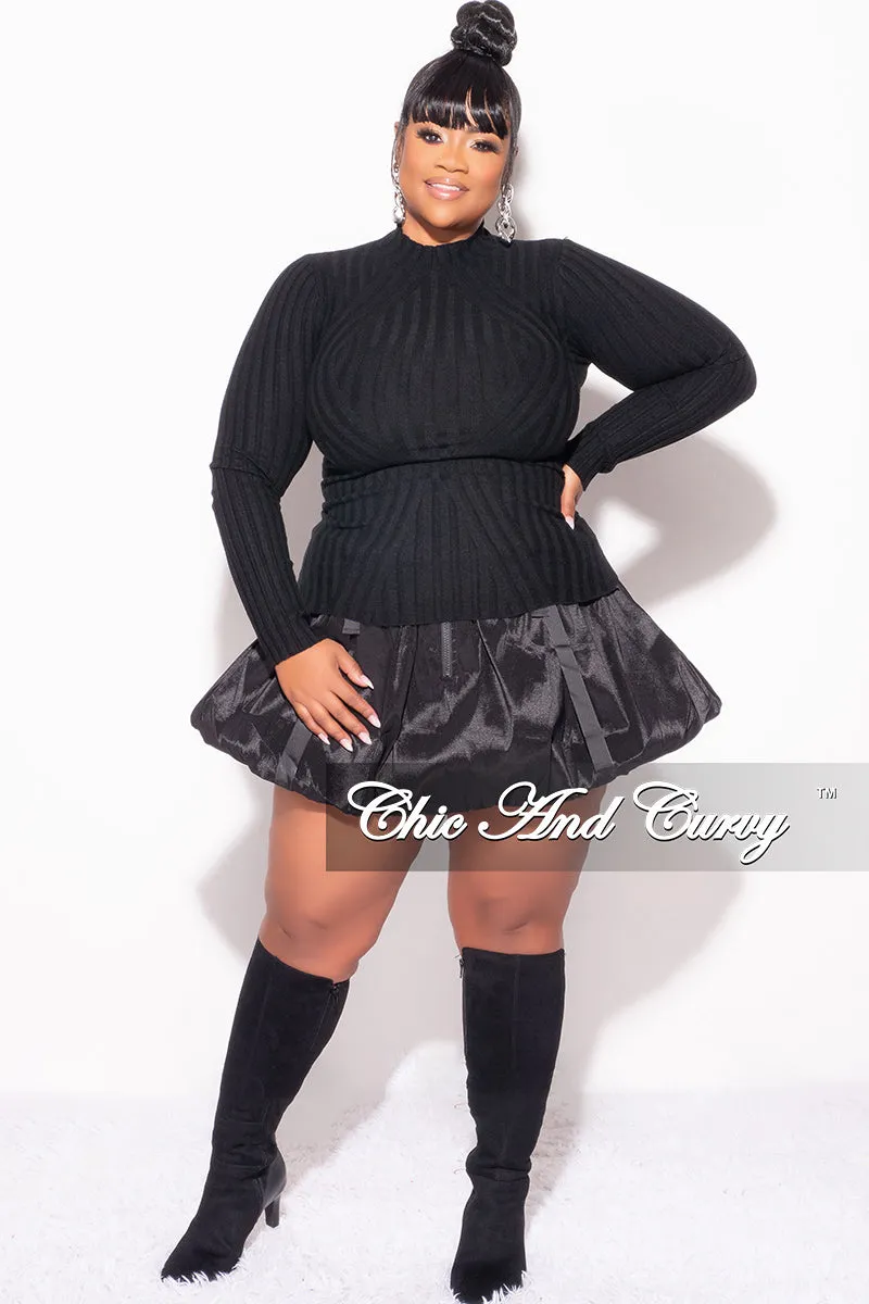 Final Sale Plus Size Long Sleeve Ribbed Turtle Neck in Black LowProfileTopstitching