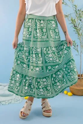 Durable Comfort Flexible Movement Lots Of Happiness Midi Skirt-Green