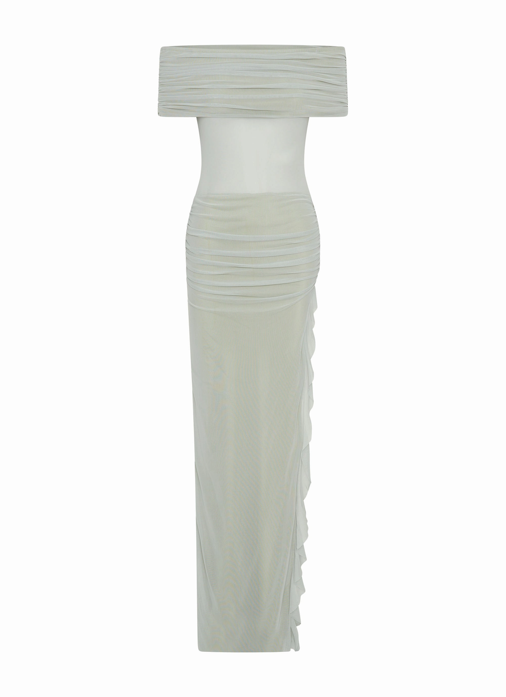 Feminine Layers Nelly Off Shoulder Maxi Dress - Pistachio