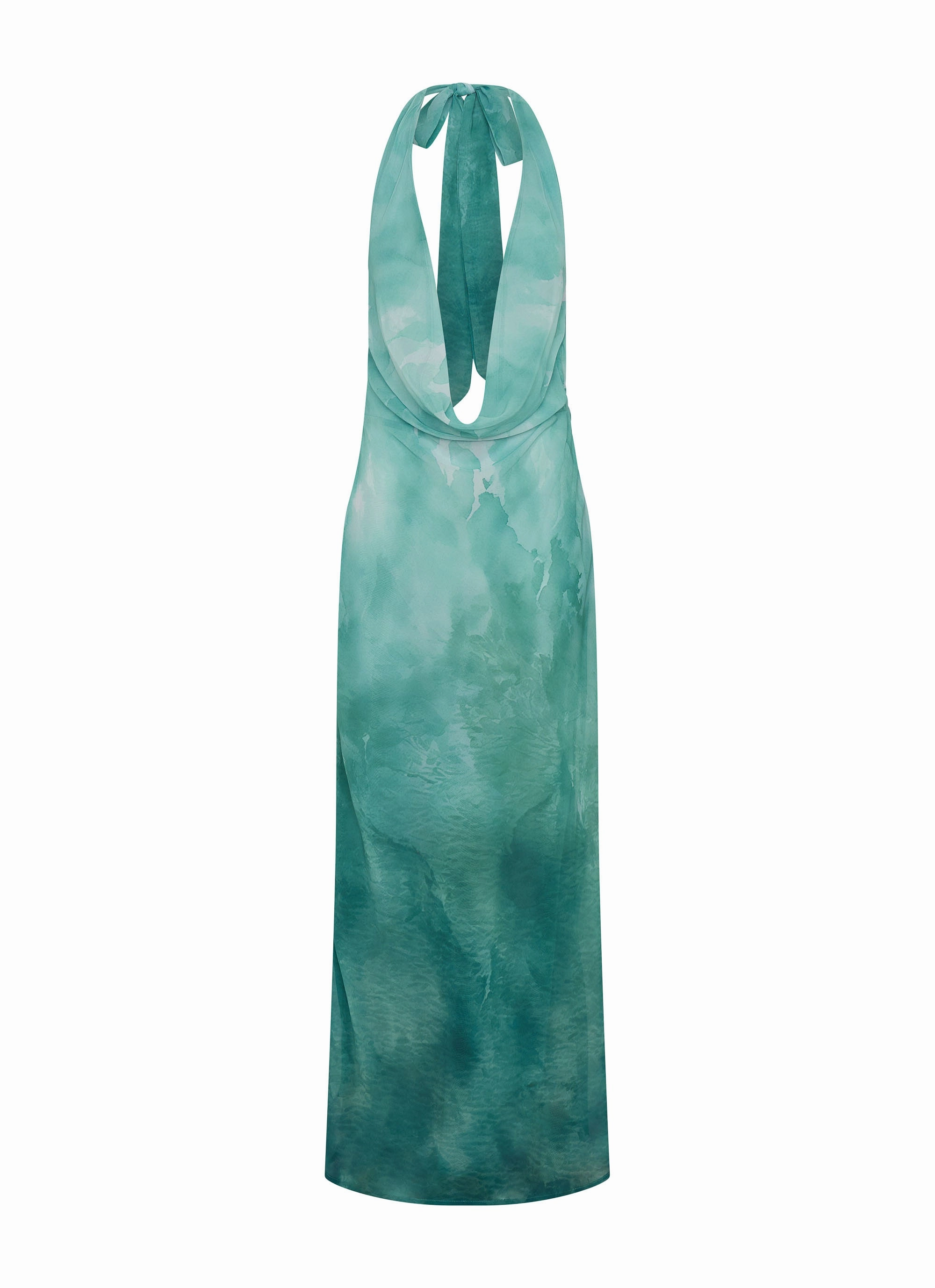 Cute Glow vacation look Nerissa Cowl Neck Maxi Dress - Green Tie Dye