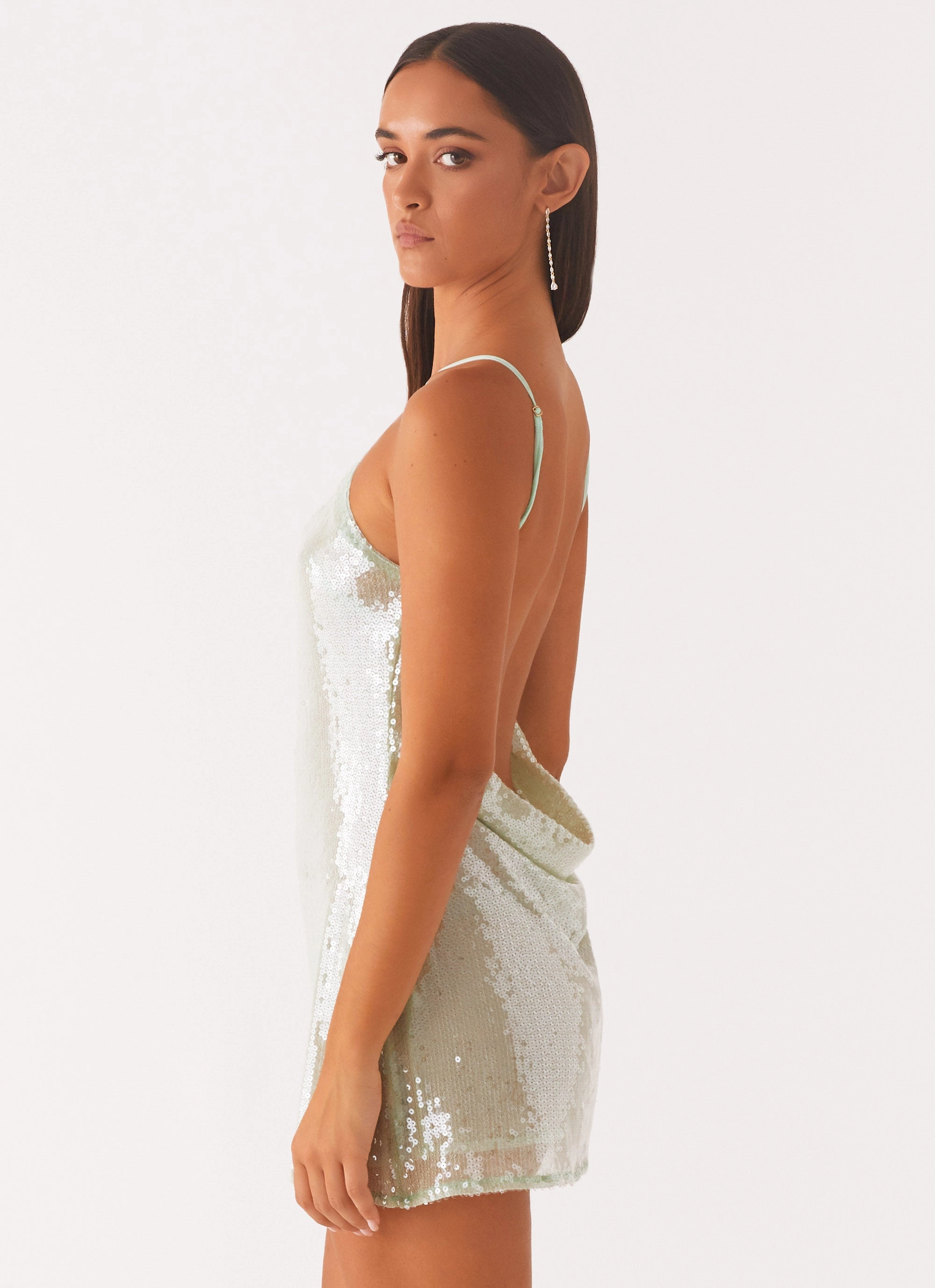 A-Line Perfect Style Radiant Energy Cowl Back Mini Dress - Mint