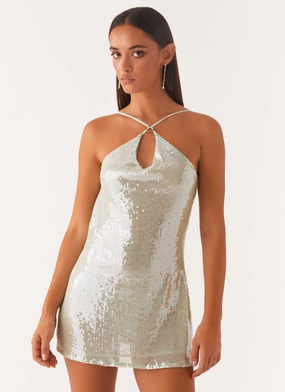 Radiant Energy Cowl Back Mini Dress - Mint Event Perfect