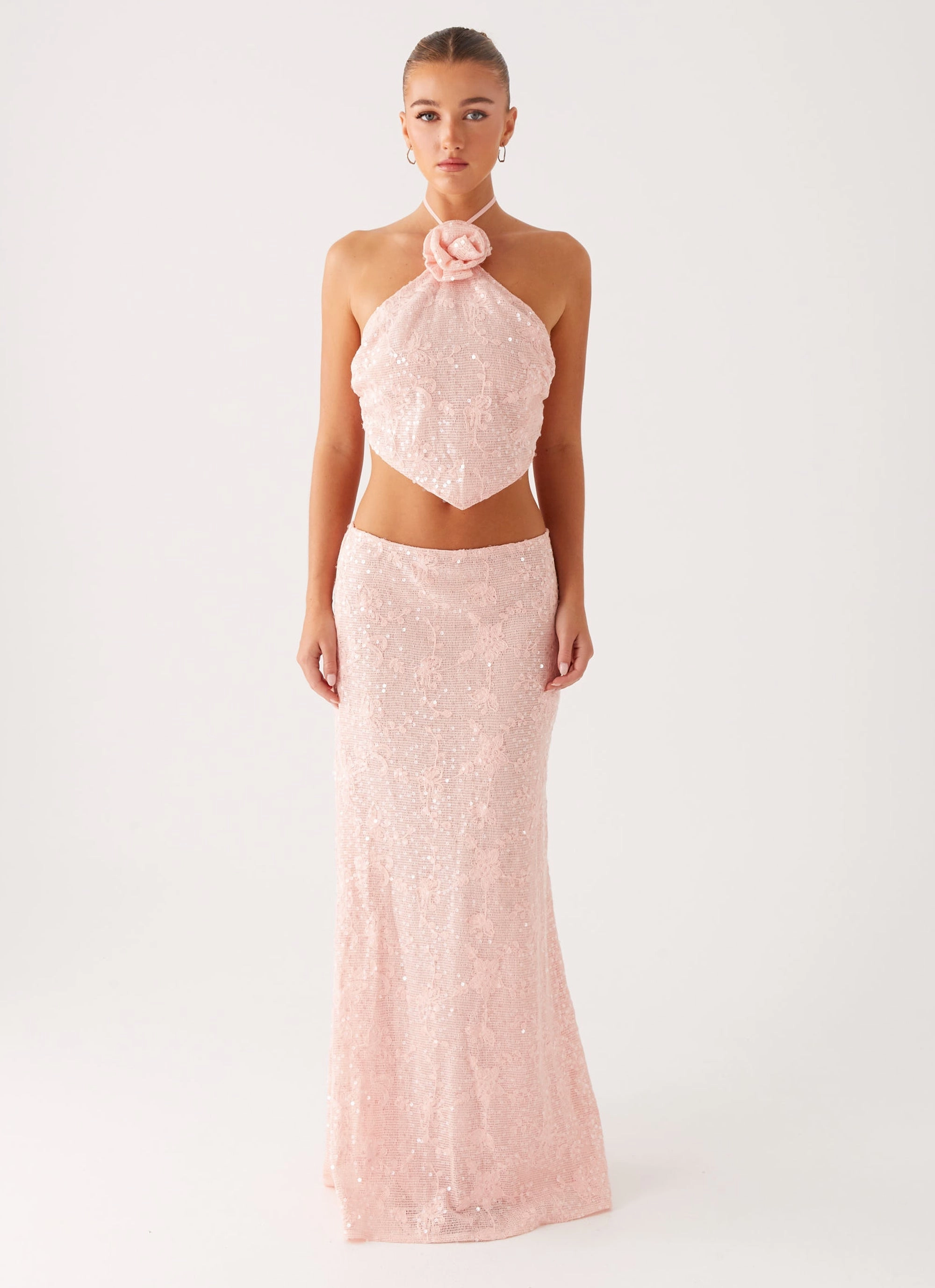 Chill Look Nico Sequin Maxi Skirt - Pink