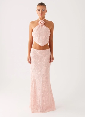 Chill Look Nico Sequin Maxi Skirt - Pink