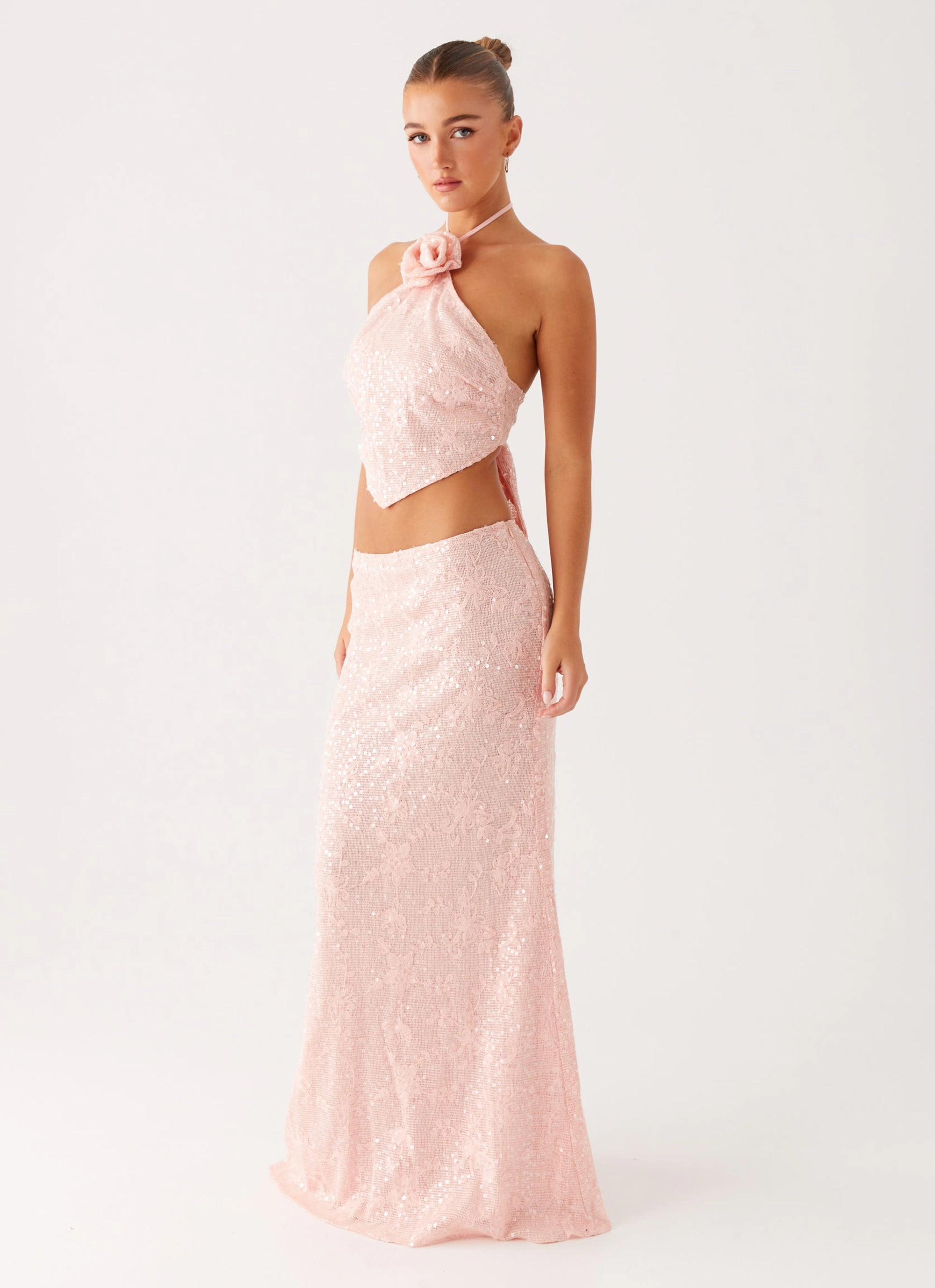 Easy Comfort Nico Sequin Maxi Skirt - Pink