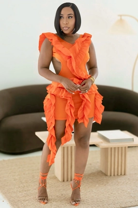 Inner Smile Delicate Touch Nina Elegance Open Back Mini Dress-Orange