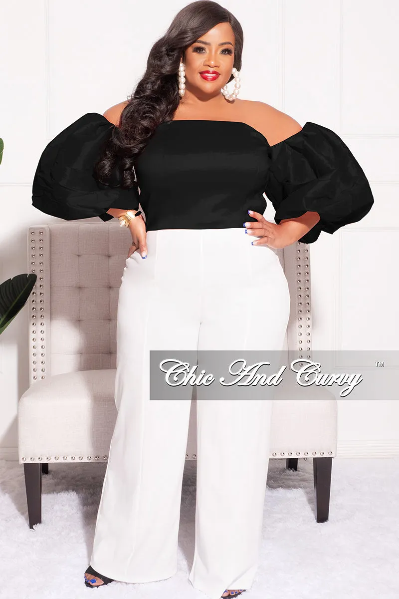 Base Layer All Around Fit Final Sale Plus Size Off the Shoulder Puffy Sleeve Crop Top in Black