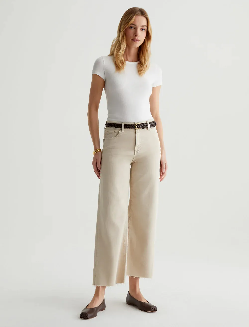 AG Saige Wide Leg Crop - Sulfur Desert Rock Plain Comfort Parent Style Trend Setter