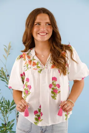 On The Move Blouse-White SeamlessSidePanels