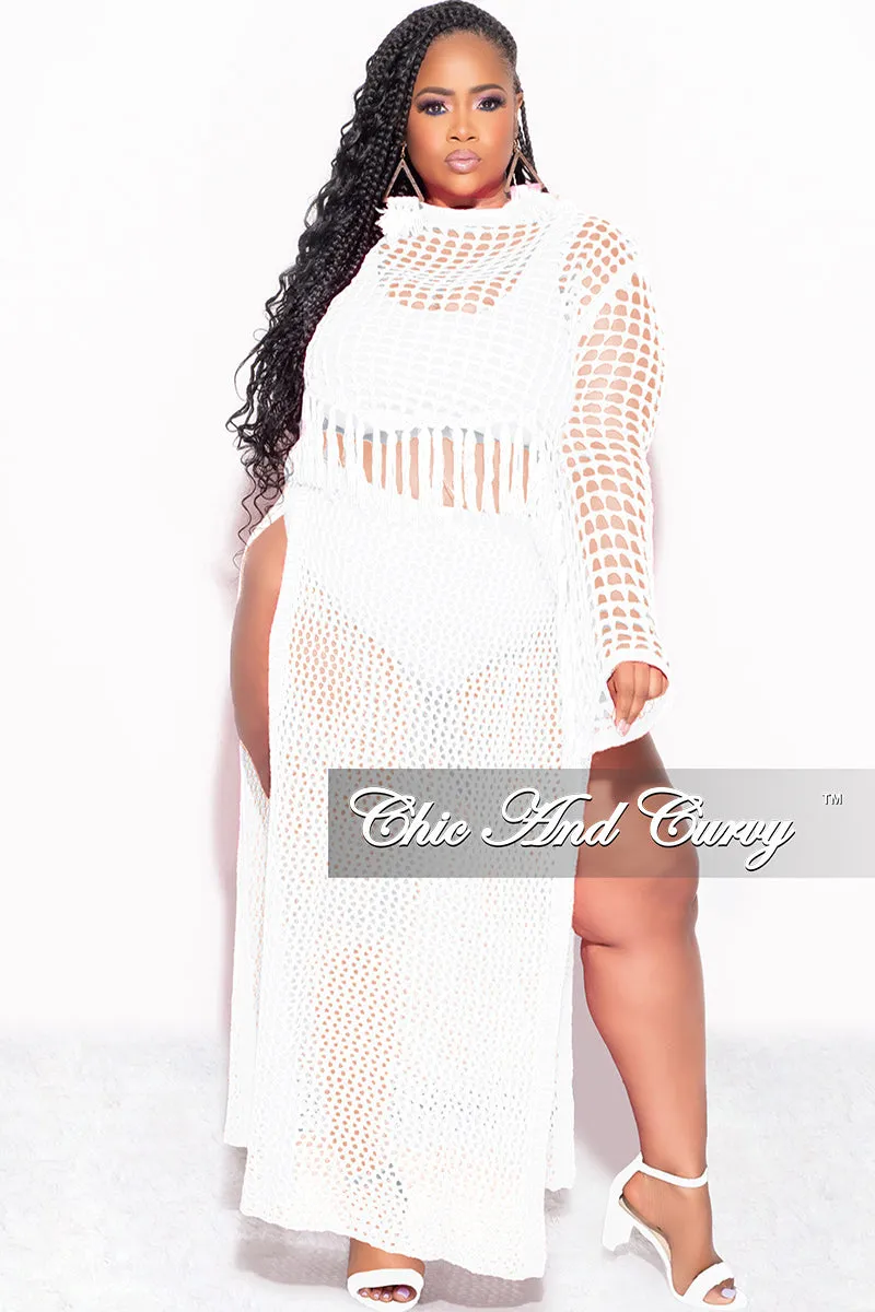 Cool Comfort Final Sale Plus Size 2pc Crochet Set Knit Crop Top & Skirt in Ivory
