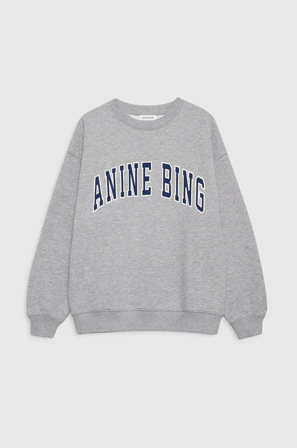 Anine Bing Spencer Sweatshirt Navy Grey SoftKnit Subtle Texture Weave
