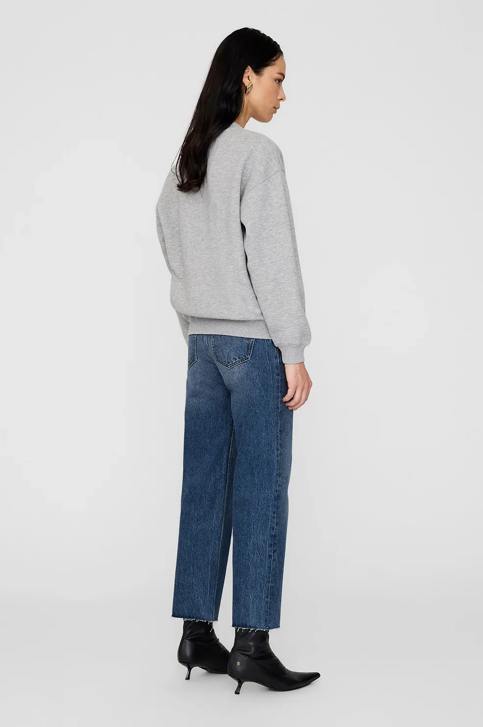 Anine Bing Spencer Sweatshirt Navy Grey Stylish Look Hybrid Fabric Blend