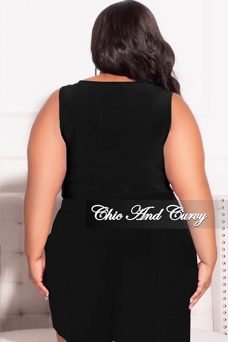 Ripstop Texture Final Sale Plus Size Sleeveless Crop Top in Black