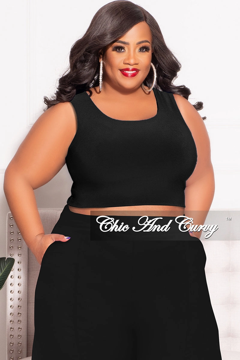 Body Sculpting Final Sale Plus Size Sleeveless Crop Top in Black