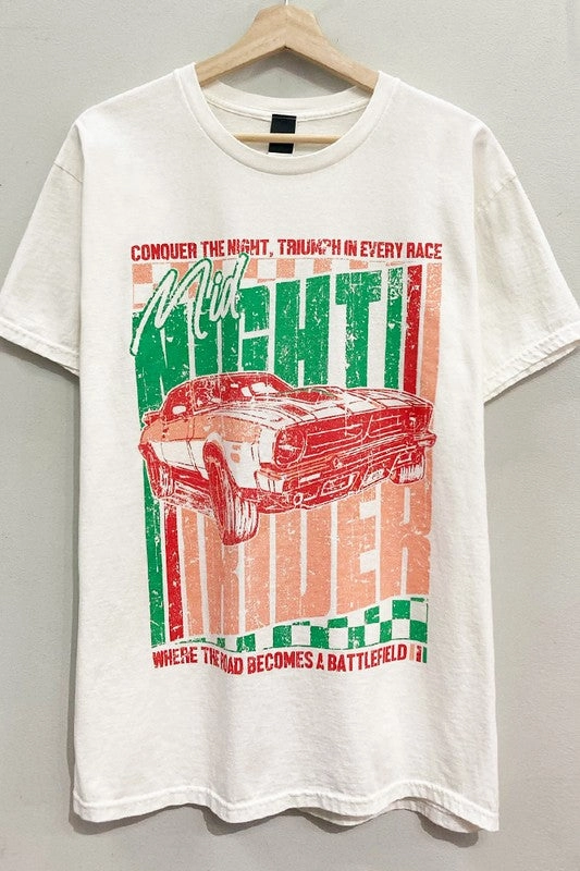 Reflective Accent Stripes Night Rider Graphic Tee S-XL