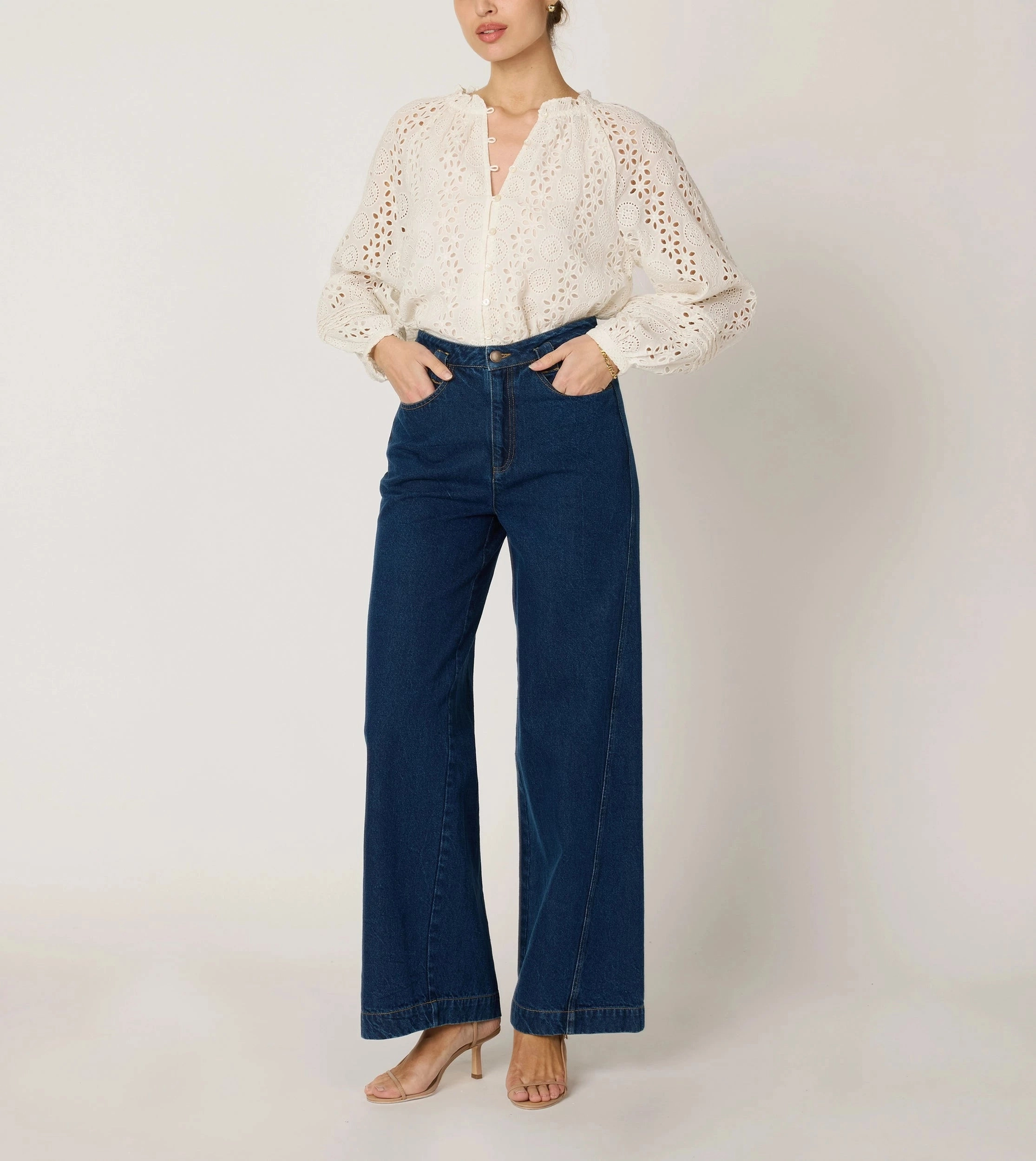 Durable Weave ThermalLining Alicia Blouse | Ivory Eyelet