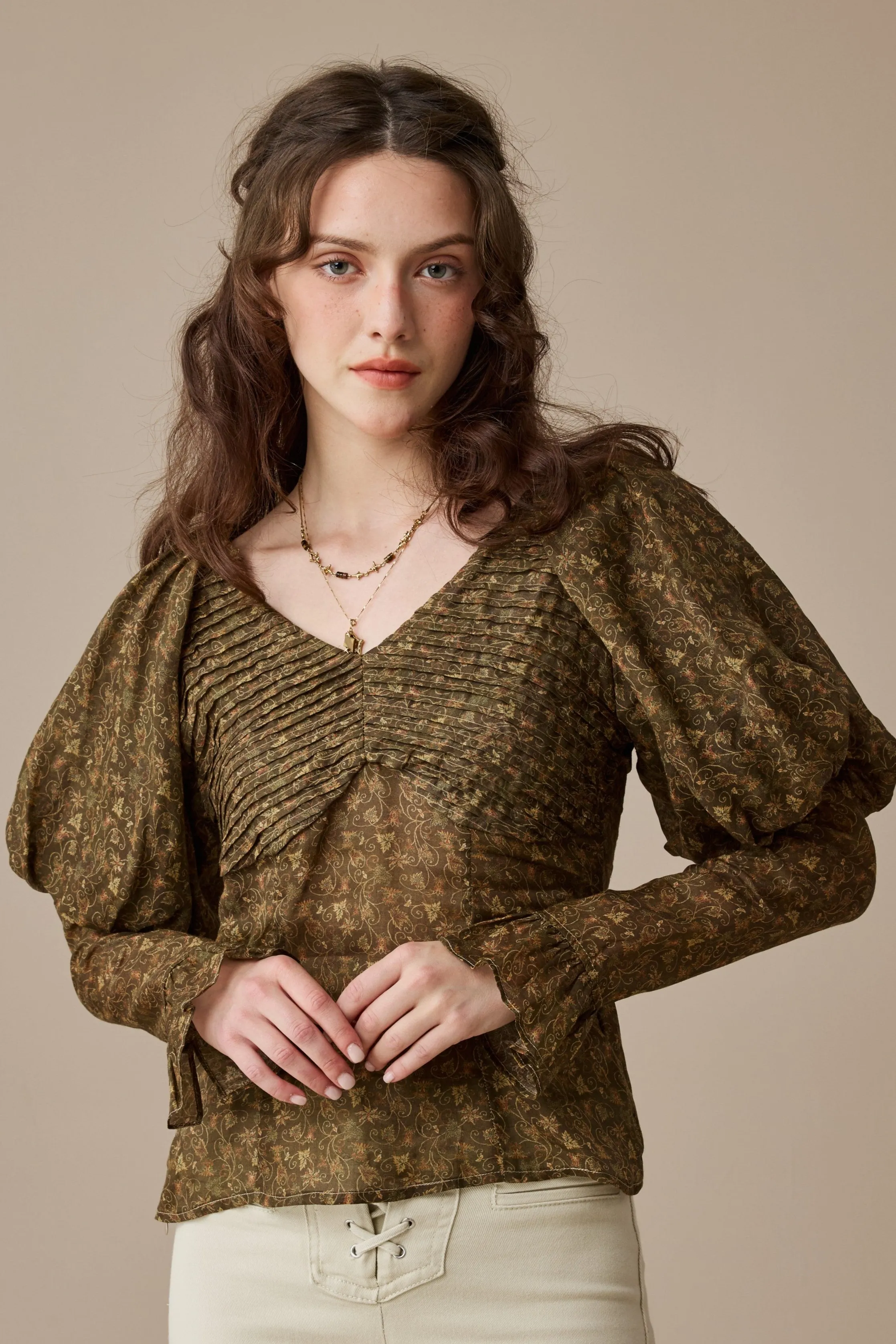 Drop Shoulder Design Sonia 33 |pintucked linen blouse