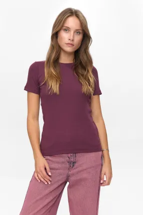 NURILEY SS TEE - Winetasting ribbed texture