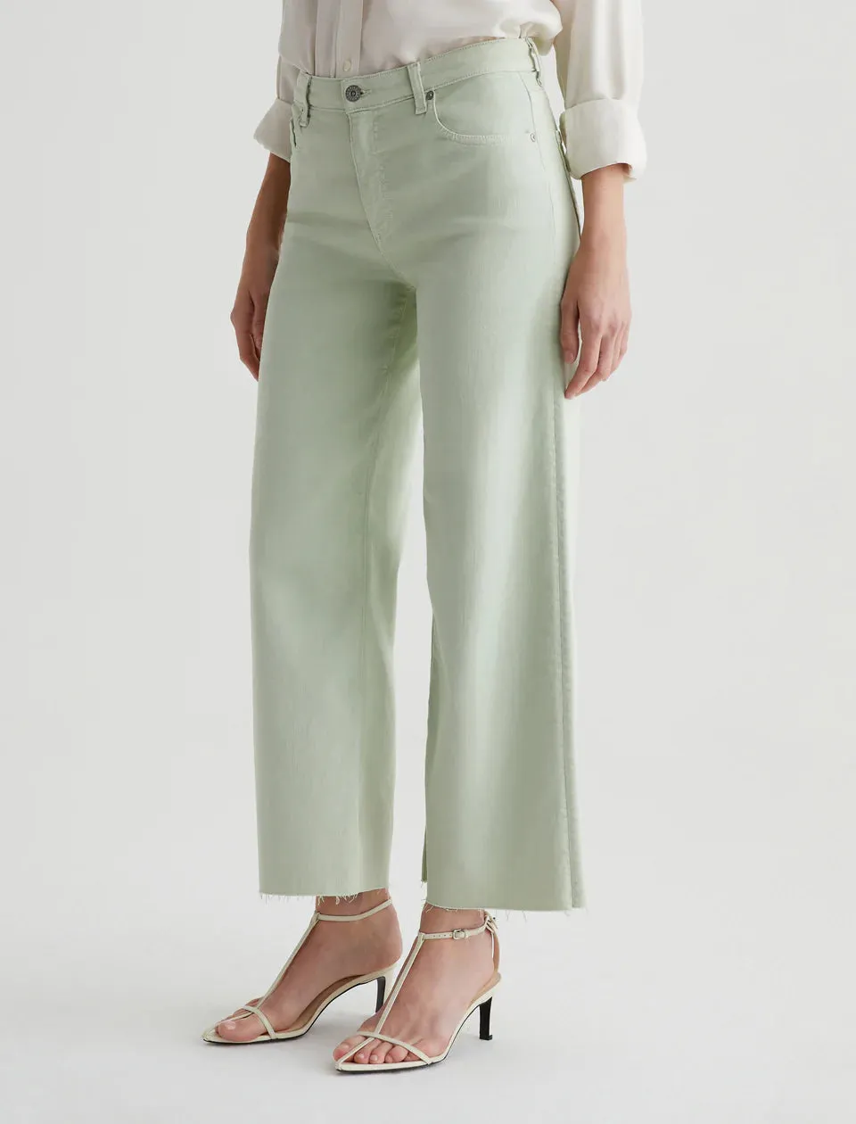 Trend Setter Sunny Vibes AG Saige Wide Leg Crop Jeans - Pistachio