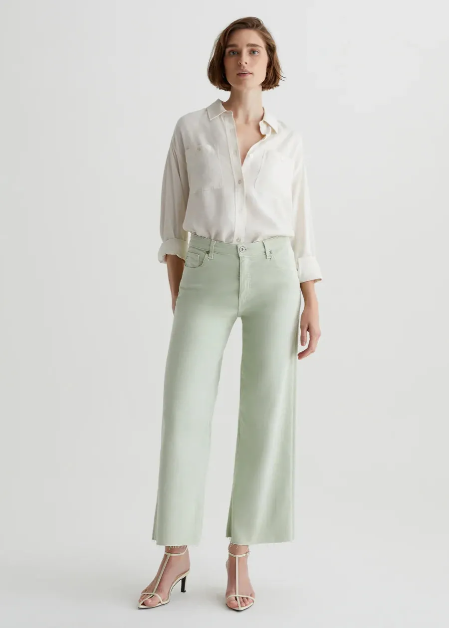 AG Saige Wide Leg Crop Jeans - Pistachio Office Wear Trendy Home Comfort