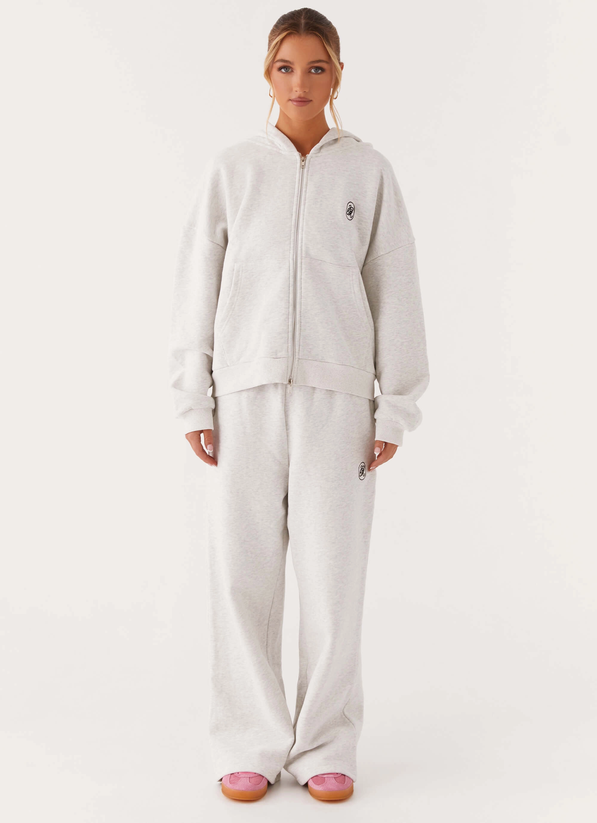 Signature Double Zip Up Hoodie - Grey Quick Dry Knitwear