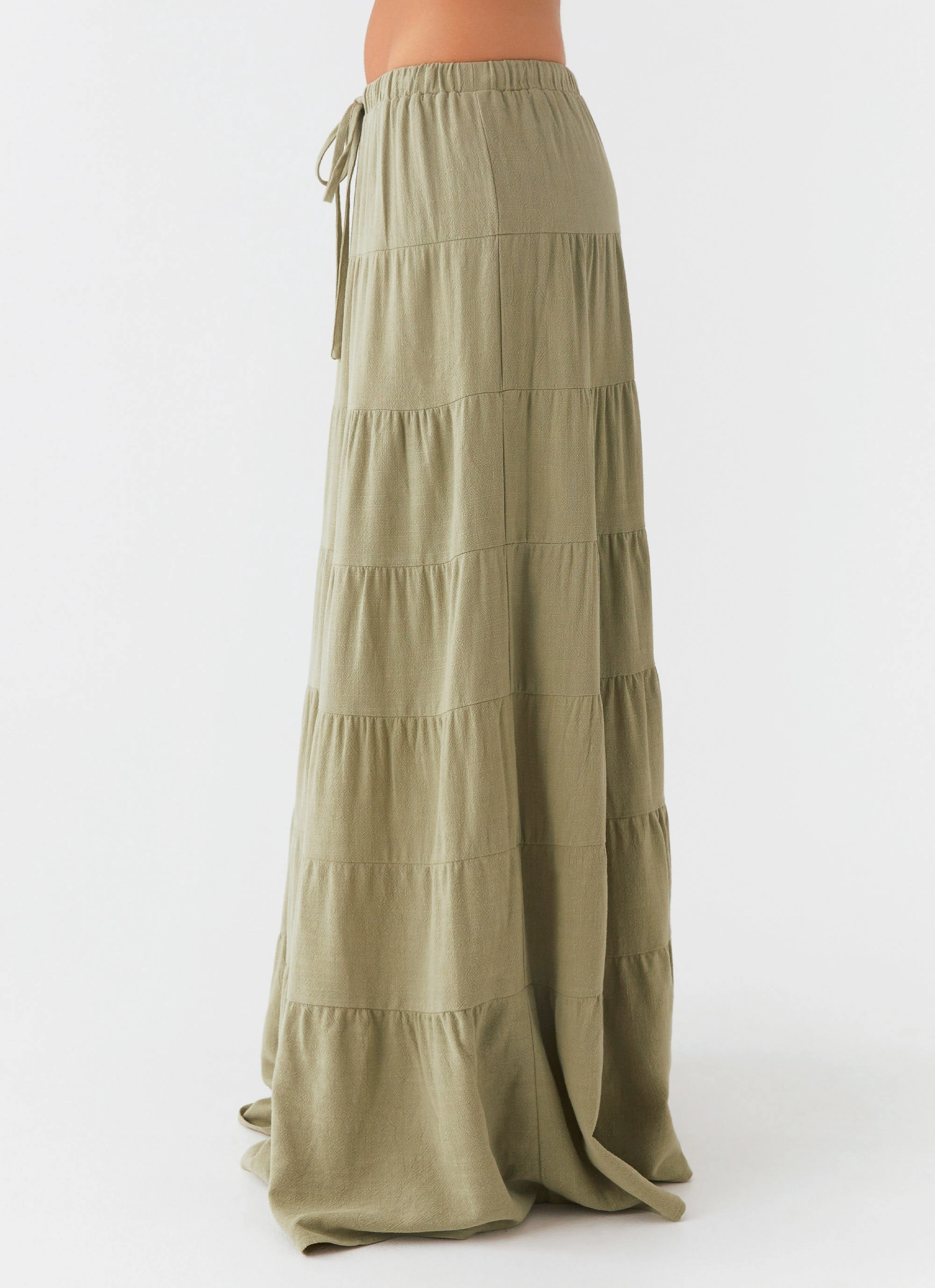 Vibrant-Colors Mariella Linen Maxi Skirt - Sage
