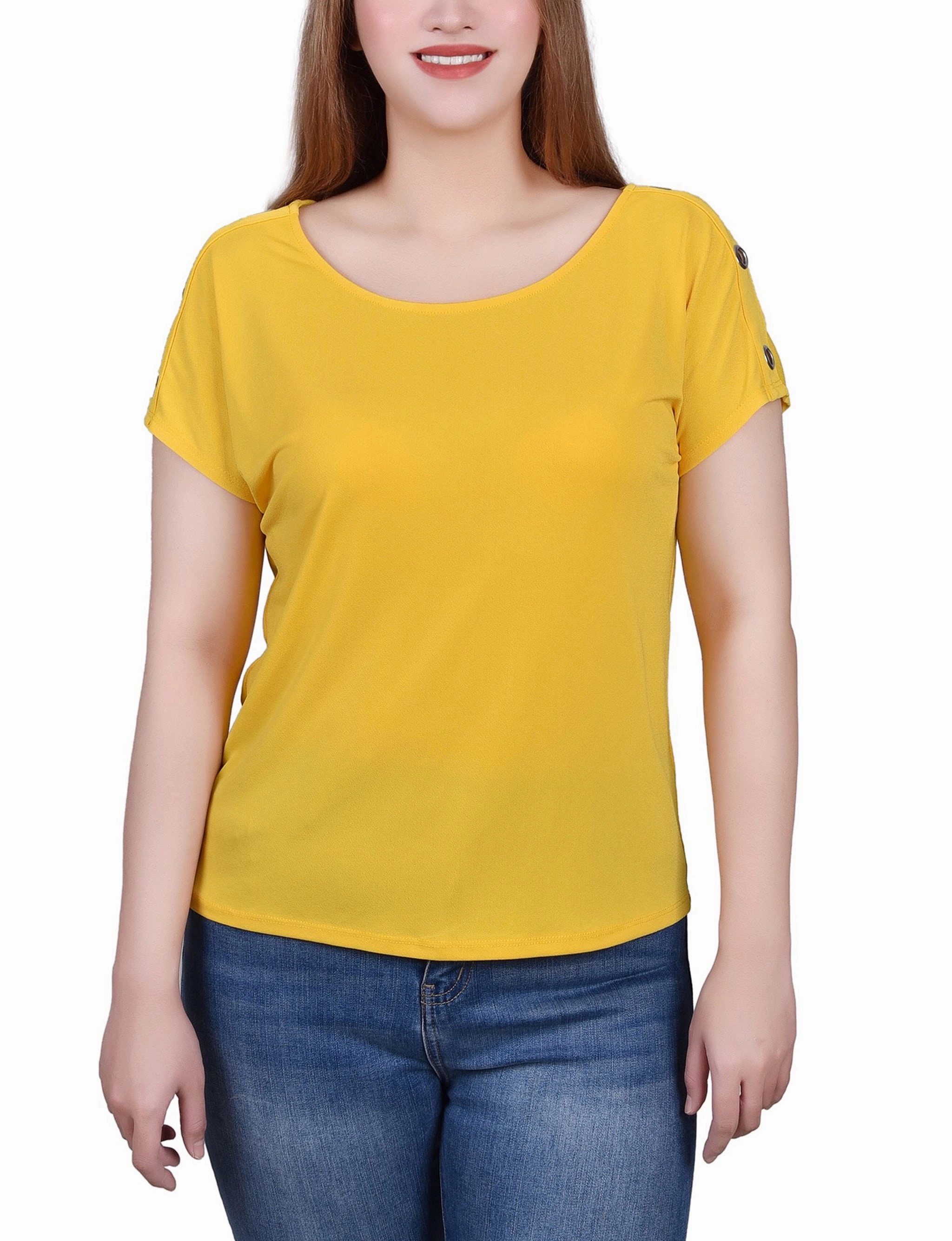 Petite Short Sleeve Extended Sleeve Tunic Top retro look