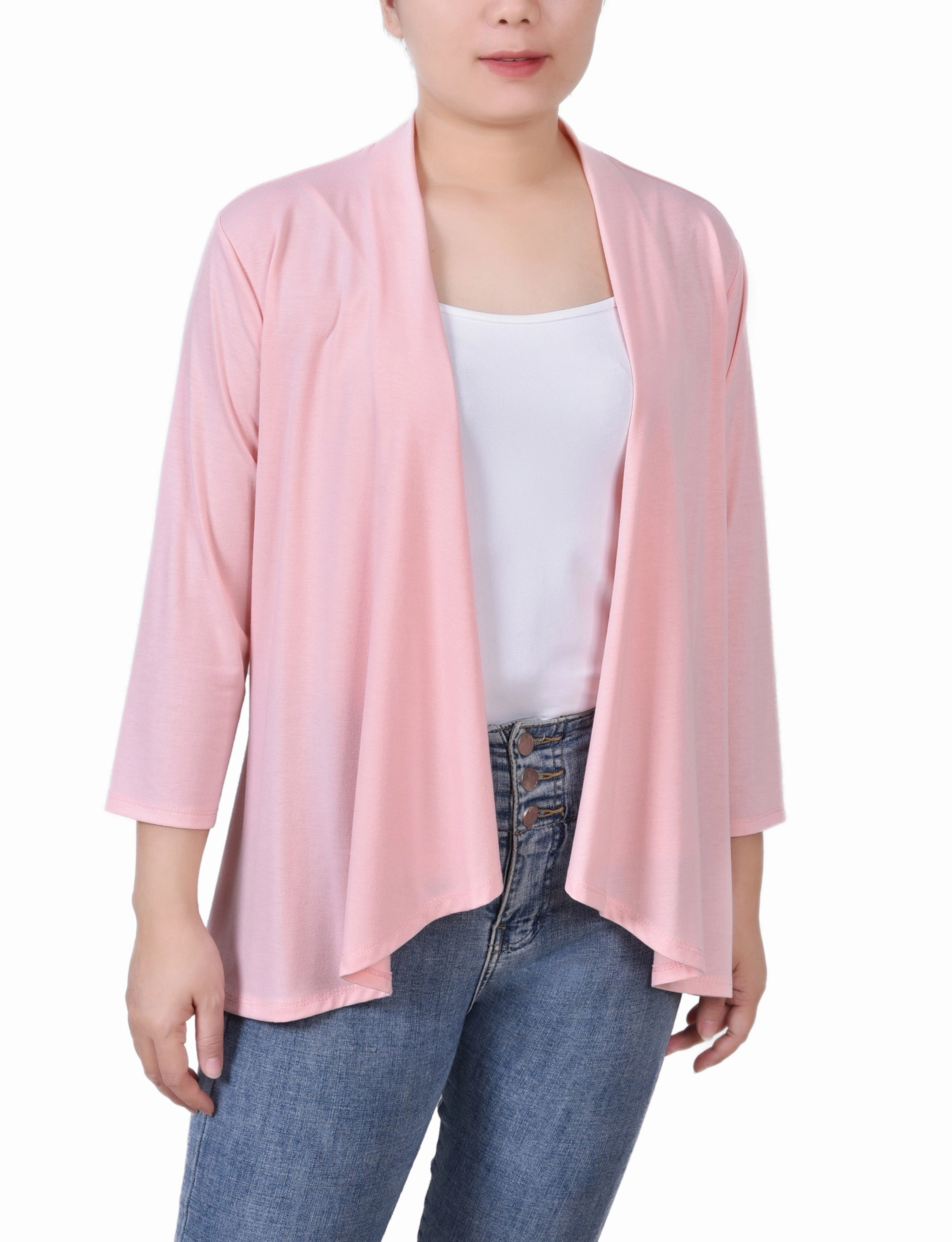 Solid 3/4 Sleeve Cardigan DurableWeave LowProfileZipperSystem