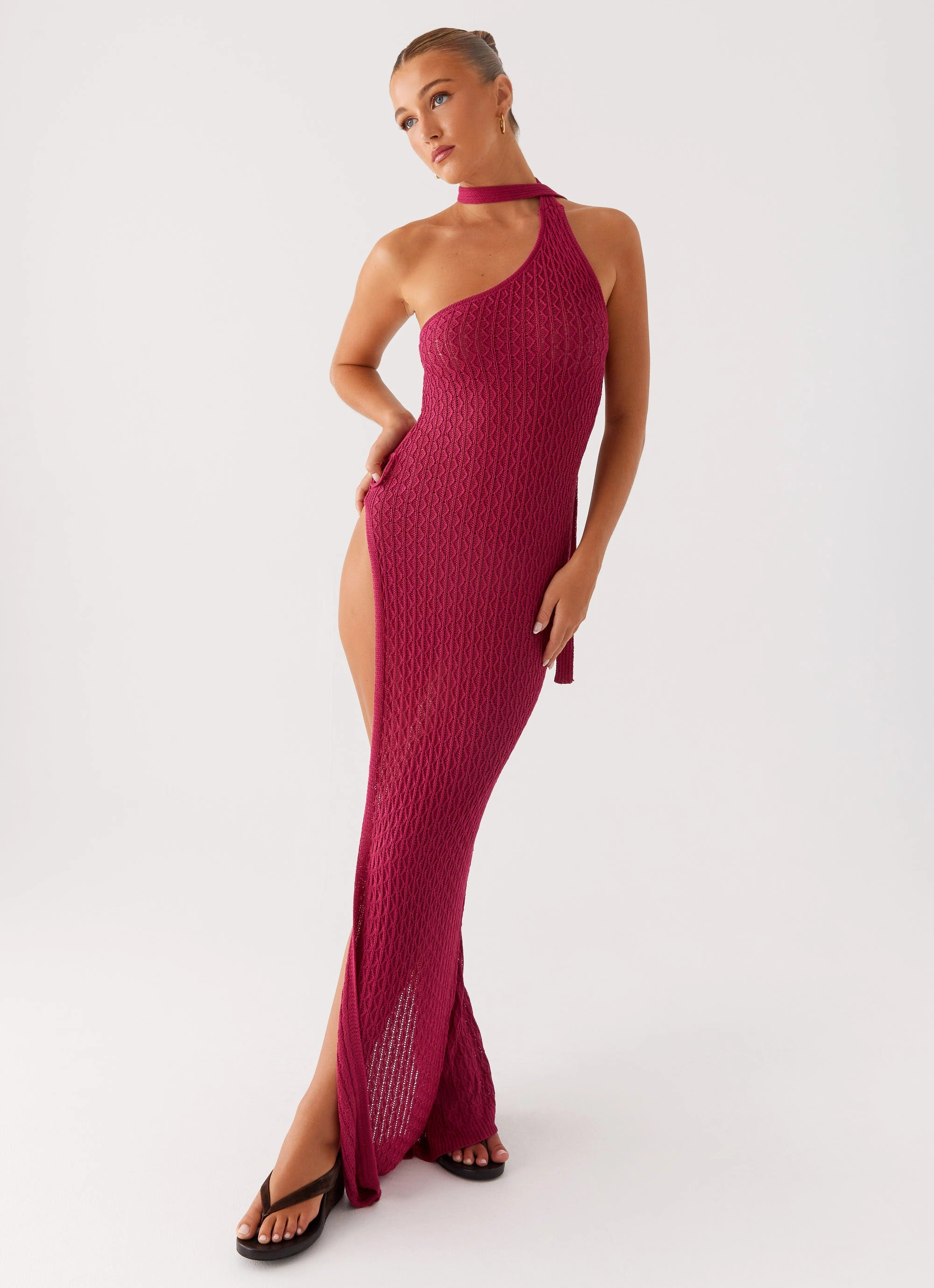 Carryn Knit Maxi Dress - Hot Pink Street Motion