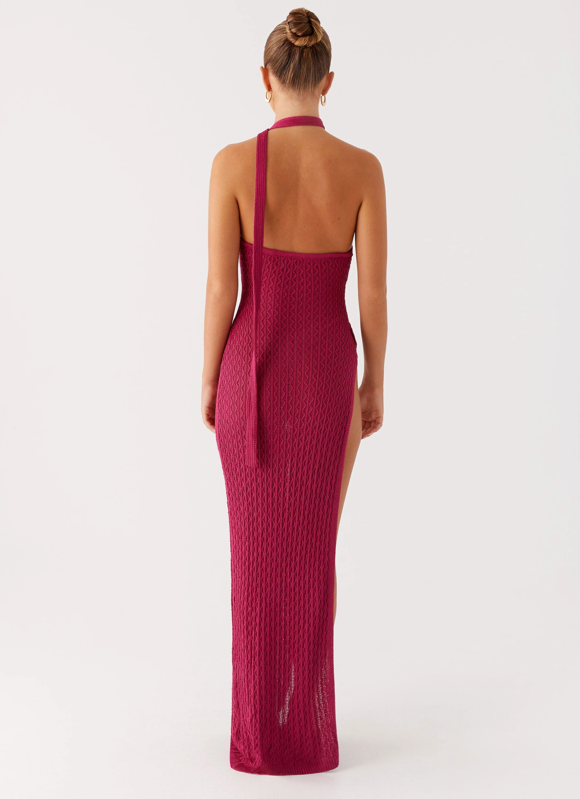 Lined interior Carryn Knit Maxi Dress - Hot Pink