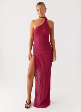 Carryn Knit Maxi Dress - Hot Pink Versatile Layer Wear Layered Look