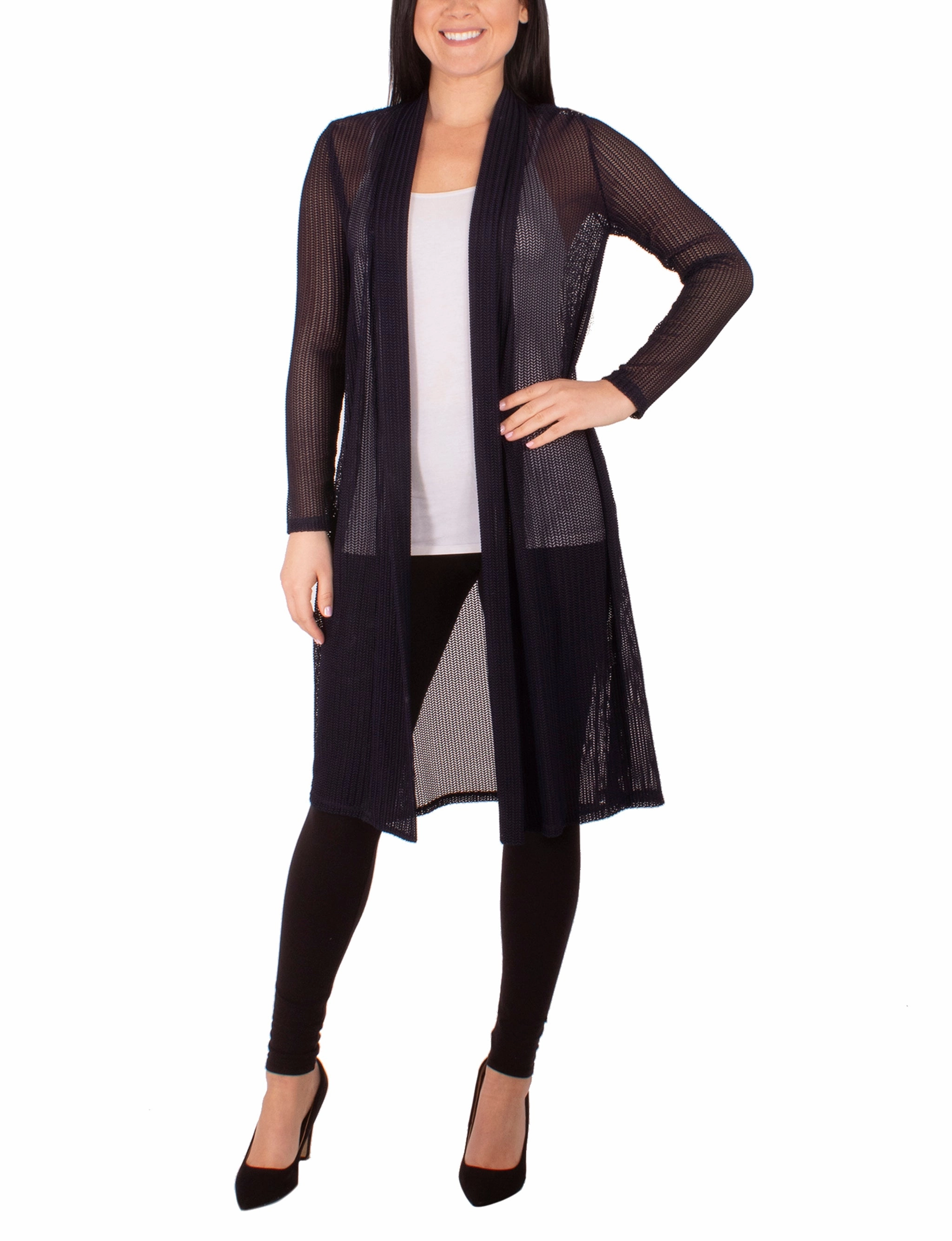 Long Sleeve Foldover Shawl Collar Cardigan Breathable Underarm Gussets Abrasion Resistant Fabric