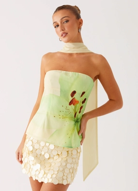 Loose Tee Comfortable clothing Blaise Scarf Top - Yellow Floral