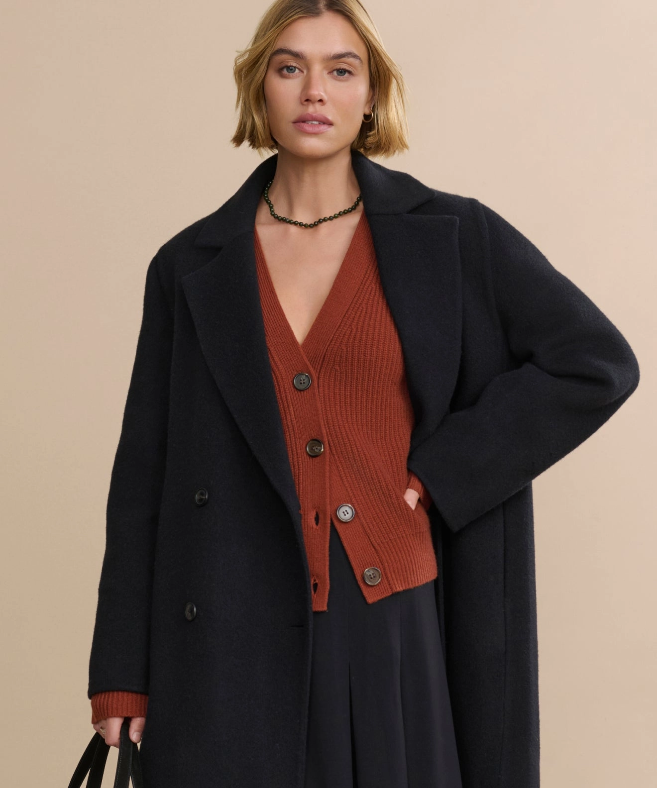 Olivia Coat DoubleLayered Heather Effect Finish