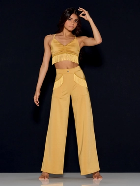 Cozy Lining Rolled Cuffs Wagon Wheel - Fringe Bra