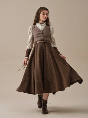 Norma 16 | Front buttoned wool skirt Circular Knit Pattern Non Chafing Seams