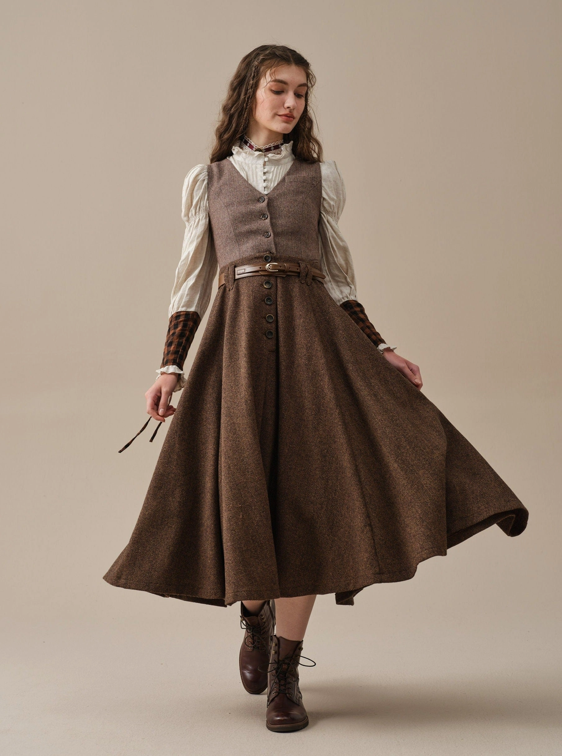 Norma 16 | Front buttoned wool skirt Circular Knit Pattern Non Chafing Seams