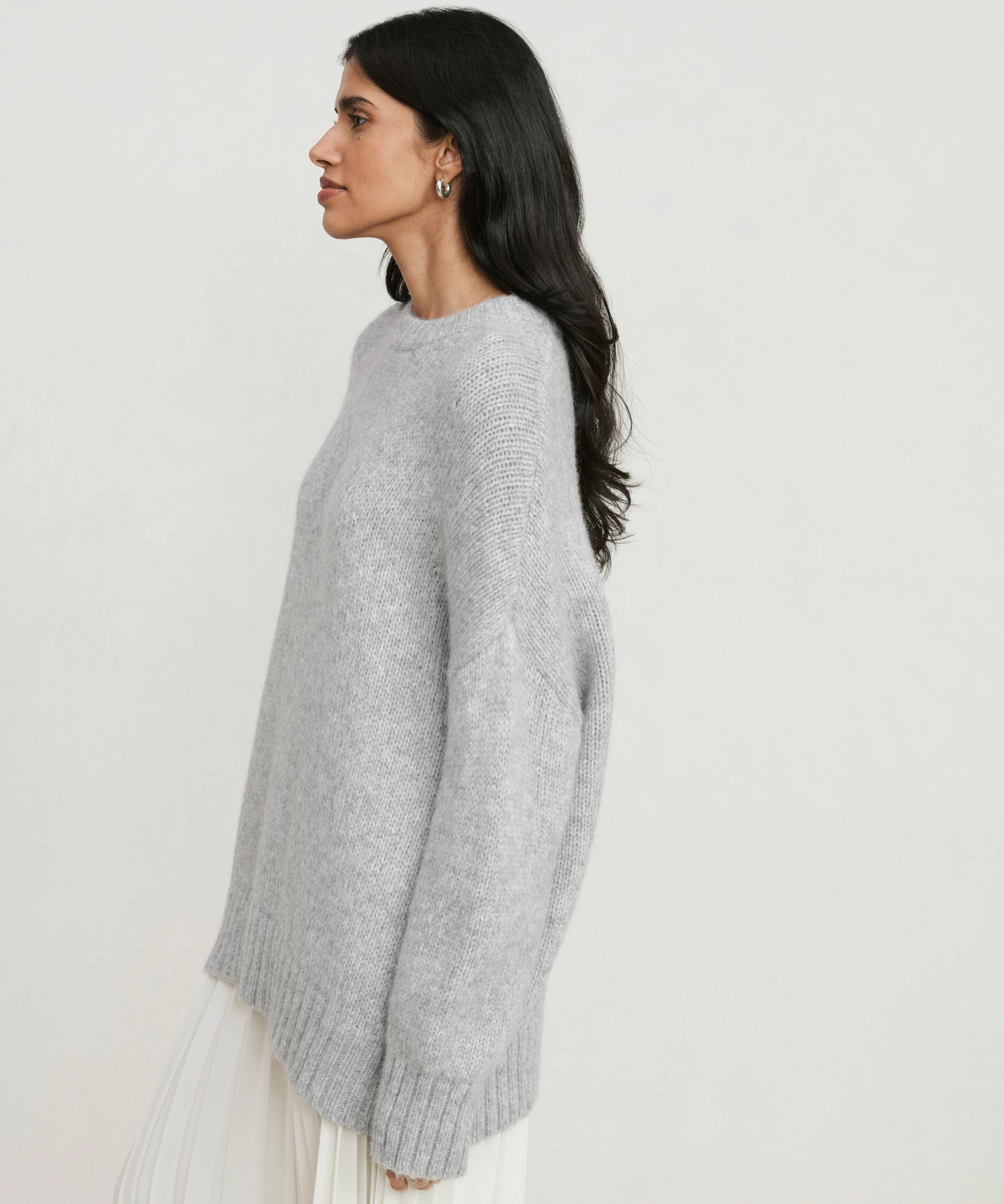 ArticulatedElbowShaping BreathableMeshPanels Alpaca Cocoon Crewneck