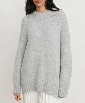 Alpaca Cocoon Crewneck FadeResistant Dye Curved Hemline
