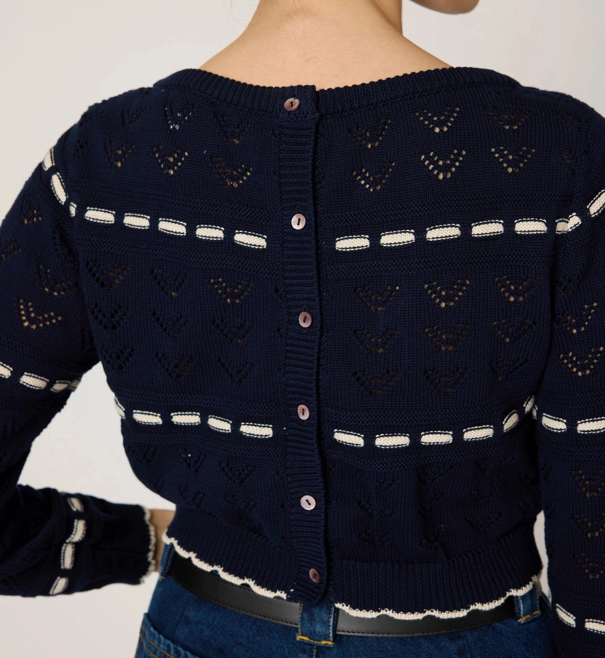 Estrella Sweater | Dark Blue/Ivory QuickDrying Basic Long Sleeve