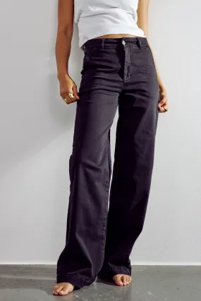 Light Wear Garment Dyed Texture NUAMBER PANTS X LONG BLACK - Caviar