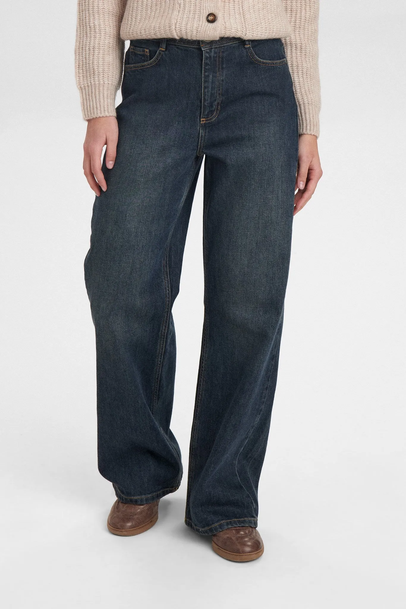 Stretch Free Fit Easy Pairing NUBERLIN JEANS - Dark Grey Blue