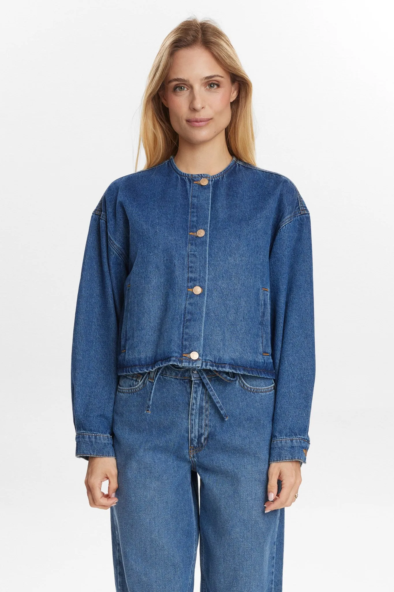 NUCUBA JACKET  - Classic Blue Denim Convertible Sleeves Tear Resistant