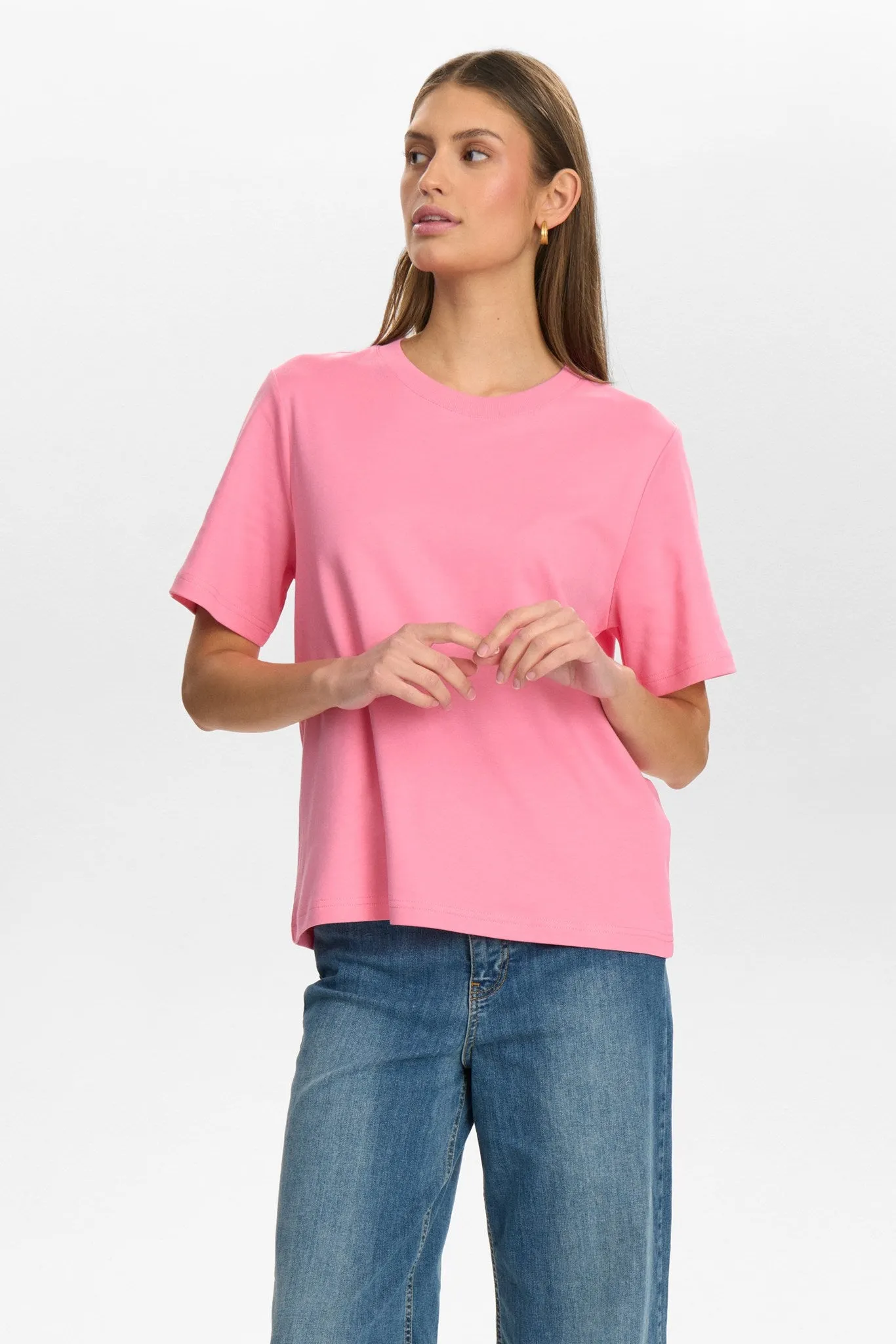 High Thread Count Cotton Durable Binding NUFIRA T-SHIRT - Pink Carnation