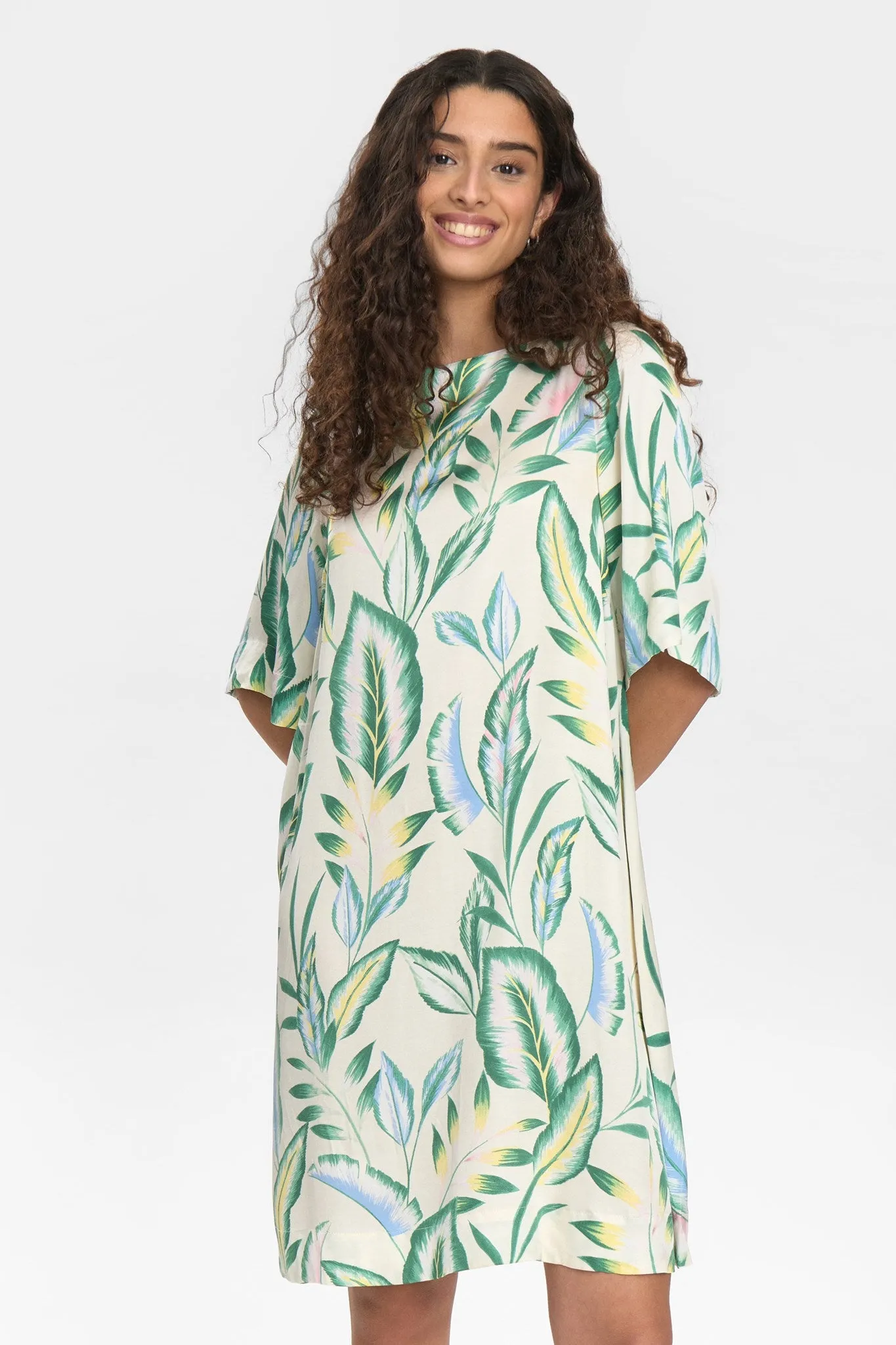 NUGWENNA DRESS - Pristine Sleek Draping Mixed Fabric