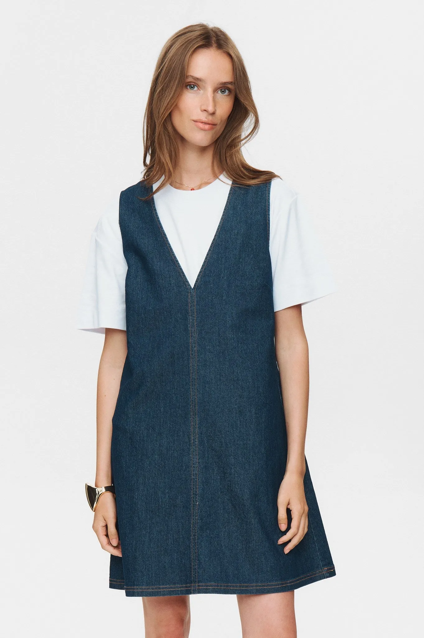 Flowing Texture Printed-Fabric NUHALLY DRESS - Dark Blue Denim